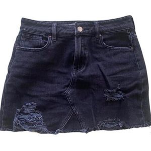 black distressed denim skirt